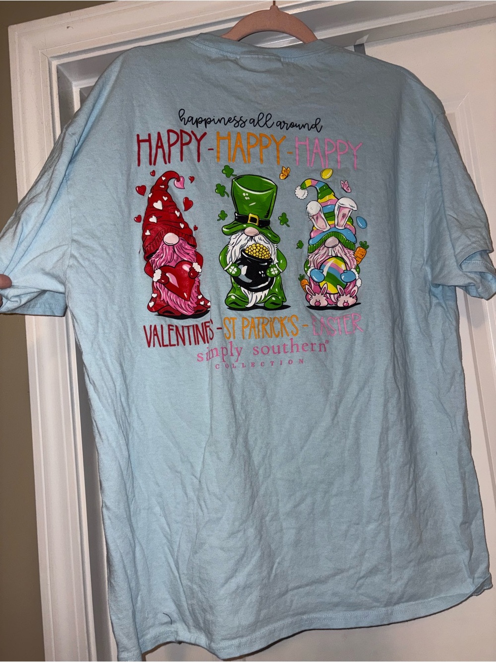 Simply Southern women’s Light Blue Holiday Gnome Graphic Tee